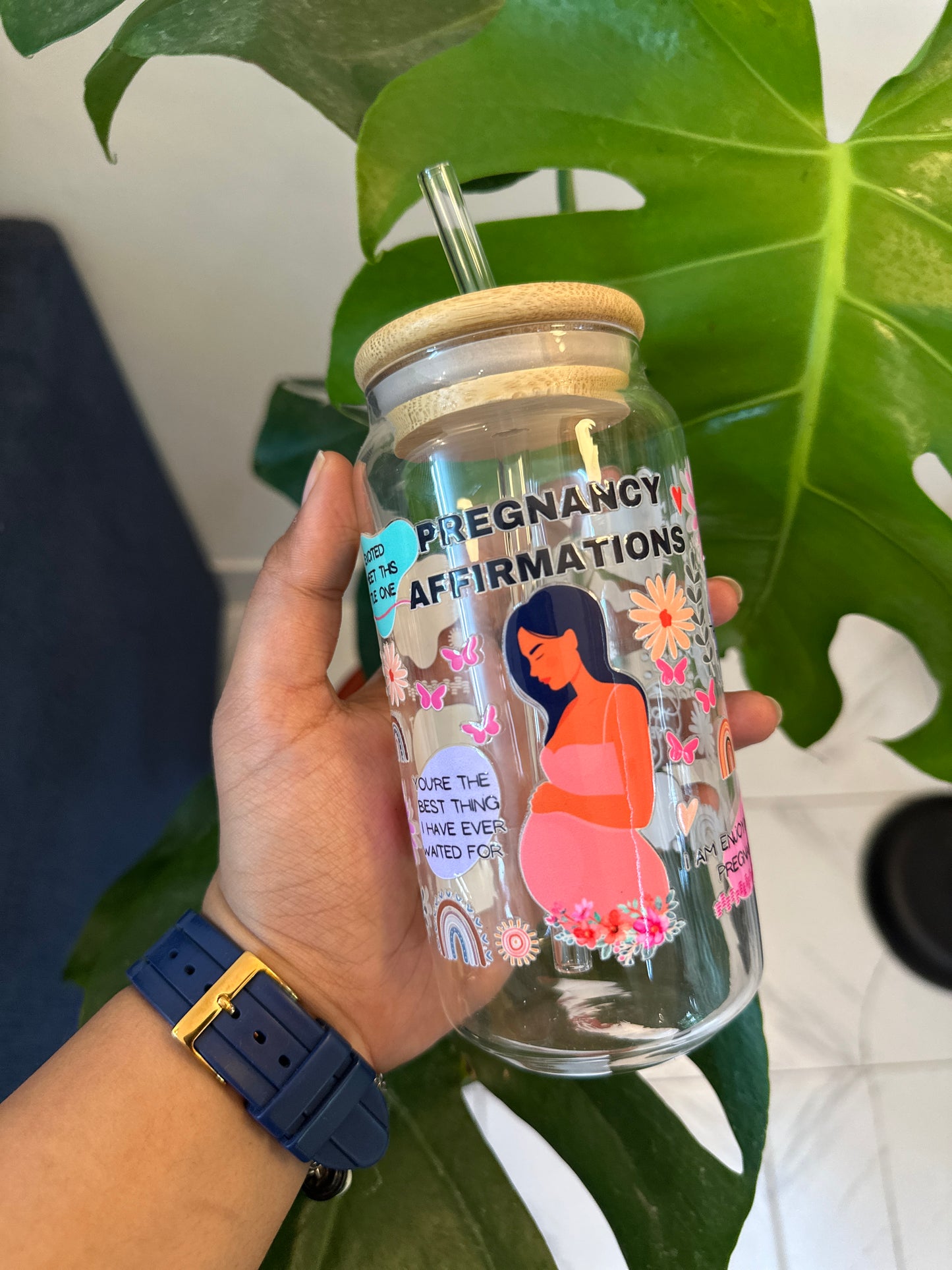 Pregnancy affirmations Glass sipper