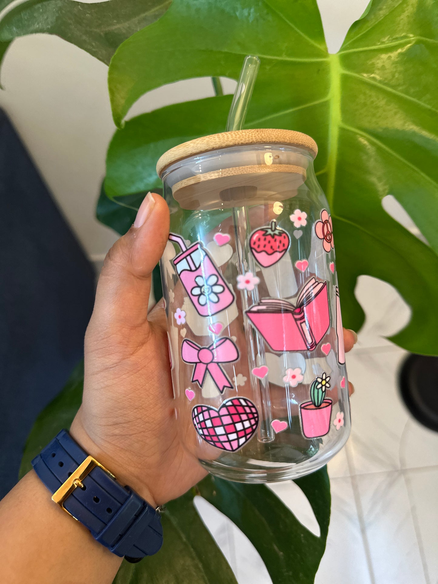 Pookie pink Glass sipper