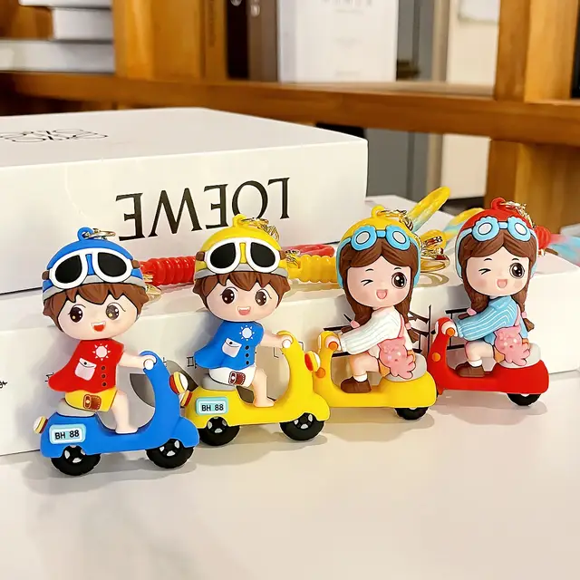 Cute girl boy scooty Keychain - 1 pc